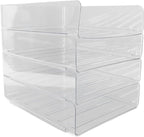 Jeanoko Desk Letter Tray Set Transparent Stackable Organizer for Home Office A4 Paper Storage 4 Layers