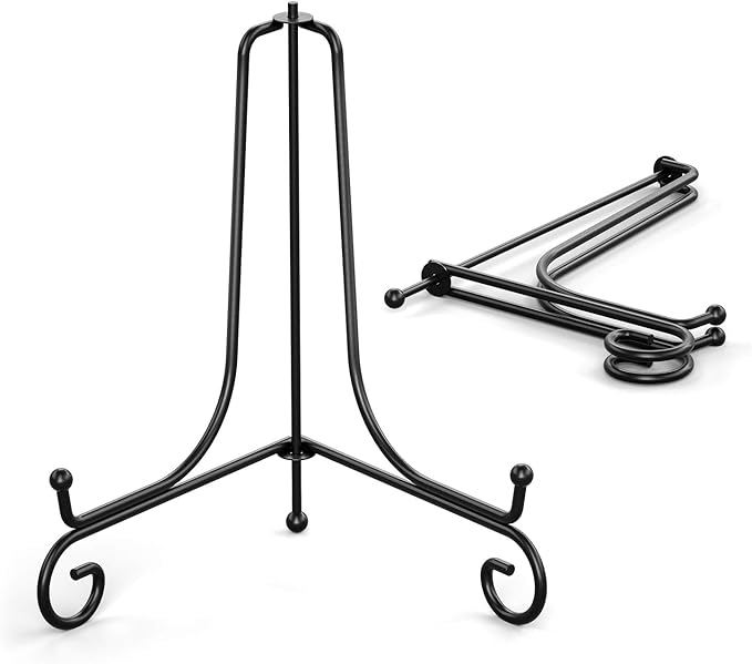 TR-LIFE 4 Pack Plate Stands for Display - 6 Inch Plate Holder Display Stand + Metal Easel Stand for Picture Frame, Decorative Plates, Book, Photo, Collectibles (4 Pack)