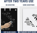 TSJ OFFICE Glass Dry-Erase Board - 48 x 30 Inches Wall Mounted Black Glass Magnetic Whiteboard, Large Frameless White Board for Office, Home & School
