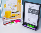 ECKEK ABS Plastic Sign Holder, Menu Displays T Shape Sign Stand, Rotating Display Stand for Ads, Menu, Photos, Business Card (Black A5 148×210mm/ 5.83×8.27 inches)