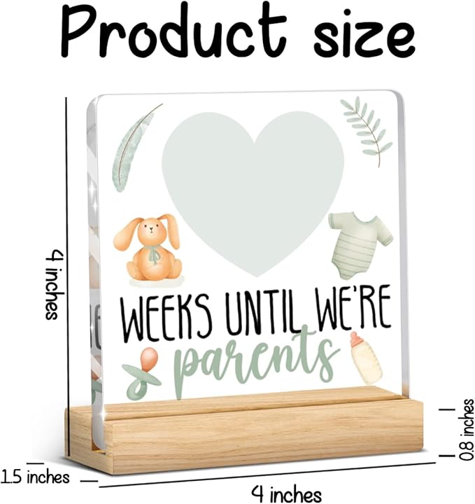 Baby Announcement Gifts for New Parents, Funny Baby Countdown Weeks Acrylic Sign, Expecting Parents to be Pregnancy Gift for First Time Mom to Be Dad A 06