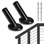 RiaYer 20 Pack 30 Degree Angle Protective Sleeves, Black Cable Railing Corner Protector Sleeve Beveled for 1/8" Wire Rope, T316 Marine Grade Cable Railing Kit with Two Drill Bit for Wood Posts HF039B