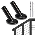 RiaYer 40 Pack 30 Degree Angle Protective Sleeves, Black Cable Railing Corner Protector Sleeve Beveled for 1/8" Wire Rope, T316 Marine Grade Cable Railing Kit with Two Drill Bit for Wood Posts HF039B