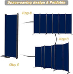 CHOSENM Room Divider, 6 Panel Folding Privacy Screens with Wider Support Feet, 6 Ft Portable Room Partition for Room Separator, 132" W X 71" H, Navy Blue