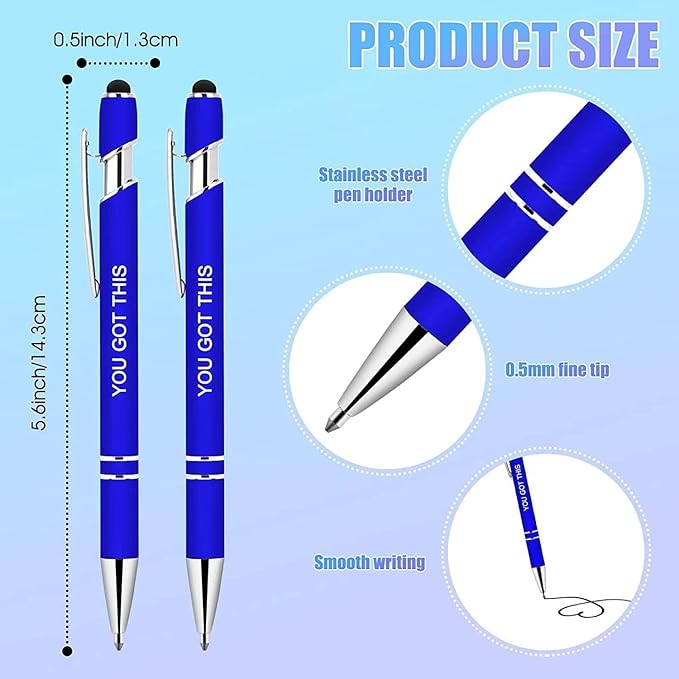 Greengines 20 Pcs Inspirational Pens - Motivational Ballpoint Pens Bulk with quotes Stylus Tip Gifts for School Office Supplies Black Ink
