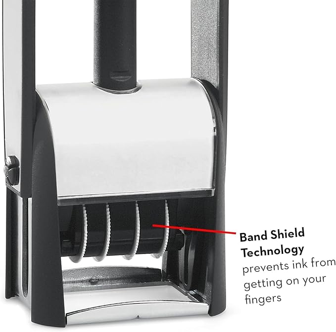 MaxMark Heavy Duty Round Date Stamp with Custom Text, Self Inking Date Stamp - 2045-6 - Choose from Many Font and Color Options