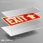 iSYFIX Exit Signs with Directional Up Arrow - 12 Pack 12x4 Inch Glow in the Dark for Business, School, Office, Warehouse - Durable 40 Mil Polystyrene, UV Laminated, Waterproof, Scratch & Fade Resistant