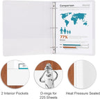 Comix Sturdy 3-Ring-Binder 1-inch D Ring Binders, 2.4mm-Thick, Hold 225 Sheets of 8.5" x 11" Paper, 8 Pack (White)
