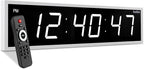 Ivation Oversized 24" Large Digital LED Clock | Big Digital Clock w/Multi-Function Display – Stopwatch, Timer, Alarms, Temp & Date | 6 Brightness Levels, Time Memory & Remote (White)