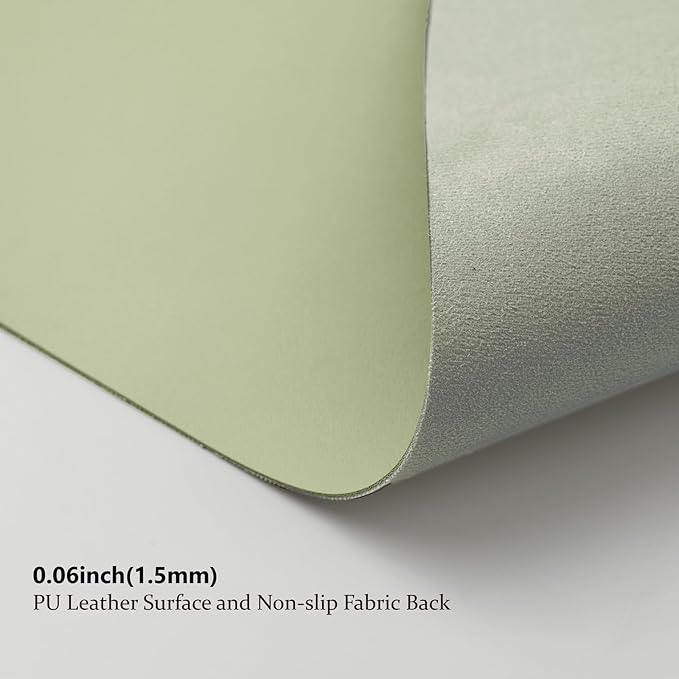 Leather Desk Mat - Small Non-Slip PU Desk Pad for Office and Home - Desk Organization and Accessories - Ideal for Large Mouse Pad and Small Desk Mats on Top of Desks (Light Green,23.6"x 13.8")