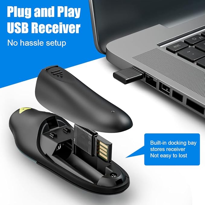 AMERTEER Presentation Clicker Wireless Presenter Remote Clicker for PowerPoint Presentations with Red Pointer, PowerPoint Clicker Slide Advancer for Mac/Windows/Google Slide/PPT.