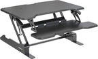 Mount-It! Height Adjustable Standing Desk Converter, Compact 30” Wide Tabletop Standing Desk Riser with Gas Spring, Desktop Stand Up Workstation with Keyboard Tray Fits Monitor or Laptop, Black