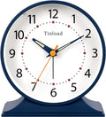 Tinload 4.5" Antique Retro Analog Alarm Clock, Small Silent Bedside Desk Clock with Manual Light, Battery Operated, Snooze, for Living Room, Bedroom, Bedside, Desk(Blue)