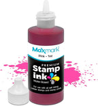 MaxMark Premium Refill Ink with Control Tip Bottle for Self-Inking Stamps, Pink Color - 1 oz.