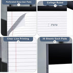 Nichela Legal Pads 4x6 with 18-Line College Ruled Small Legal Pads 6 Packs of Mini Legal Note Pads Non-Penetrating Paper, Perforated Writing Pad for School, Office, Business