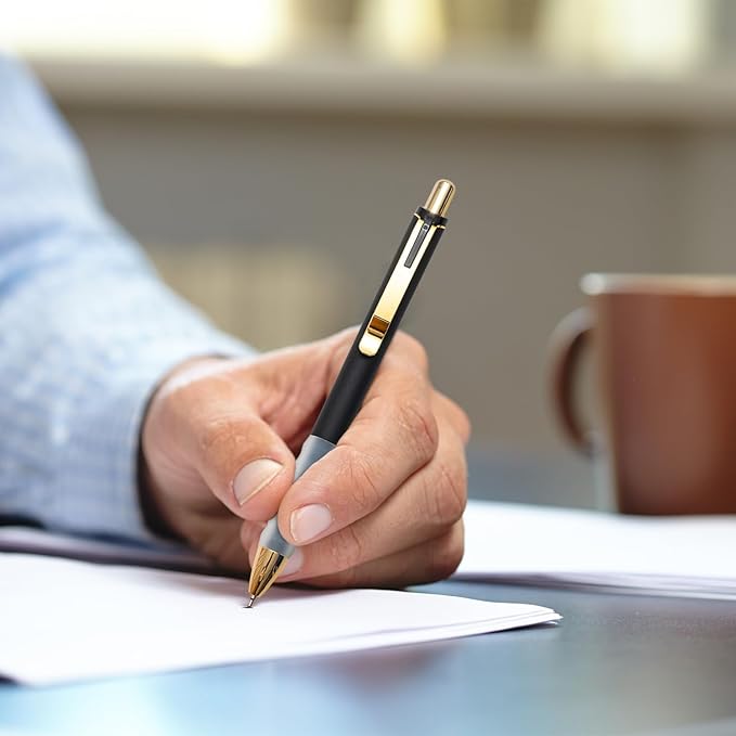 1.0mm Ballpoint Pens Retractable Cute Black Ink Pens with Silicone Grip Smooth Writing Suitable for Office, Note-taking (18 pcs)