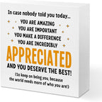 Appreciation Gifts for Coworker boss teacher Women Men Friends - Thank You Gifts Inspirational Team Gift Ideas - Motivational Quote Desk Wooden Box Sign Decor Office Positive Affirmations Desk Decor Christmas Thanksgiving Secret Santa Gifts