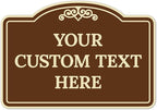 Custom Decorative Sign, Personalized Metal Sign for Business, Driveway, Home, Airbnb, Office Door Plaque, Brown Background Sign, 7x10 Inches, ACM, Fade Resistant, Made in USA by Sigo Signs