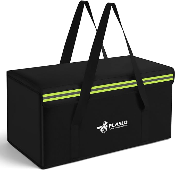 FLASLD Large Fireproof Document Bags, 24x12x12” Waterproof Storage Firesafe Bag, Fireproof Folder Safe Box for Cash, Valuables & Passport, Silicone Coating & Zipper Closure