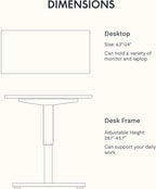 FLEXISPOT EN1 Solid Wooden One-Piece Standing Desk, 63 x 24 Inches Sit Stand Home Office Desks, Sustainable Sturdy and Stable (White Frame + Rubber Wood Top, 2 Packages)