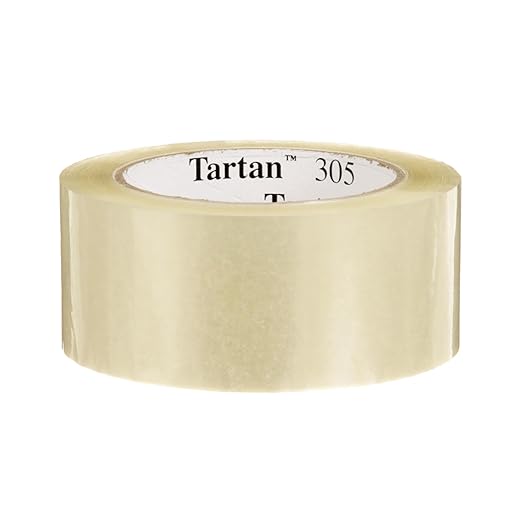 3M Tartan Box Sealing Tape 305, Clear, Light Duty, Durable, 1.88 in x 109.36 yds (48 mm x 100 m), 36 Rolls/Case