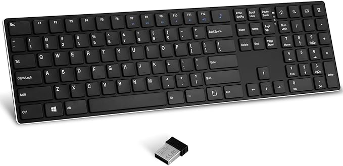 K01R Wireless Keyboard, 2.4G Slim and Compact Wireless Keyboard with Numeric Keypad, Long Battery Life, Lag-Free for PC Laptop Computer Windows, Black