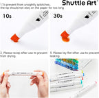 Shuttle Art 206 Colors Alcohol Markers, 204 Colors Dual Tip Art Marker Set Plus 2 Colorless Blender, Micro-tip Pens, White Highlighter Pens, Marker Bag Perfect for Students Adults Coloring