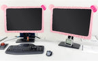 Remagr 2 Pcs 20''-29'' Kawaii Computer Monitor Cover with Cat Ear Design, Furry Cute Pink Monitor Dust Cover Protector Lovely Monitor Accessories Laptop TV LCD Screen Monitor Decoration for Tablet