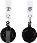 Juvale Badge Reels - 100 Pack, Black, 26.5 in Nylon Cord - Retractable Badge Reel & ID Card Holder Clips & Name Tag Holder for Nurses & Teachers