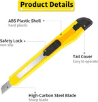 24Pack Box Cutters (9MM Wide Blade Cutter 4 Color) Utility Knife Retractable Compact Extended Use for Office, Home, Arts Crafts, Hobby