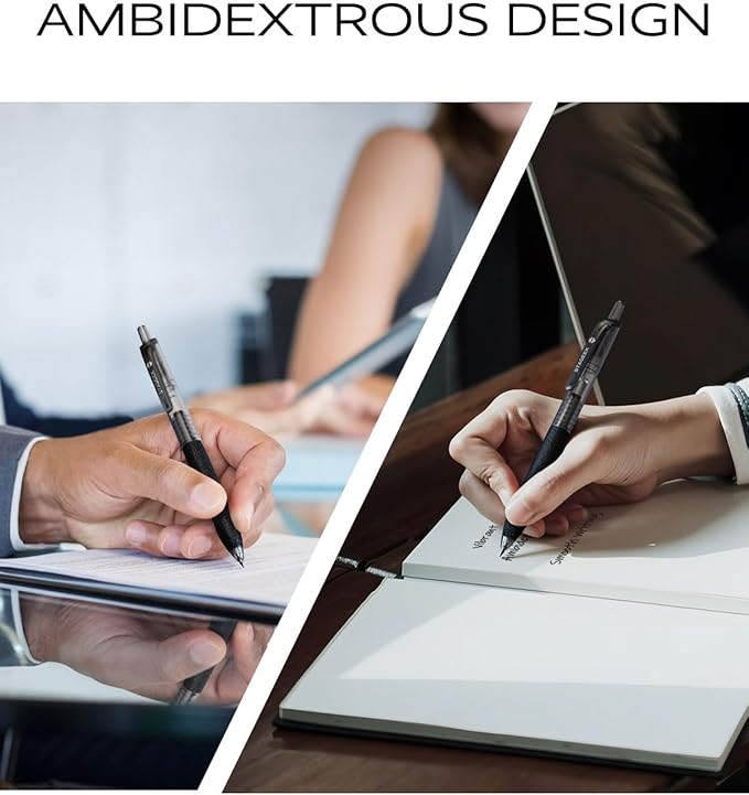 0.5mm Gel Pens Fine Point Smooth Writing Pens, 12PCS Black Ink Pens, Retractable Leather-Like Black Gel Pens, Business Gel Pen for Journaling, Writing, School, Office Use (Black)