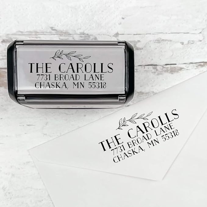 Self Inking Modern Address Stamps | Custom Return Address Stamper (Bold Branch, Large)