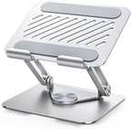 UGREEN Tablet Stand Holder for Desk with 360° Rotating Base Aluminum Dual Rod Support Adjustable Home Office Accessories Compatible with iPad Pro 13 12 11 Air Mini 5 4 3 Phone E-Reader Silver