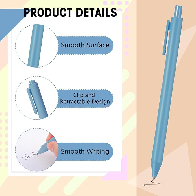 Fulmoon Ballpoint Pens Bulk Retractable Comfortable Writing Pens Cute Back to School Supplies in Medium Point 1.0 mm for Teacher Student Bridal Shower Baby Shower (Light Blue,25 Pcs)