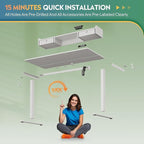 DEVAISE 55×28 Inch Electric Standing Desk with Drawers, Computer Desk with 3 Adjustable Height, Storage Shelf and Built-in USB Outlet, Memory Preset, Sit to Stand Desk for Home Office, White