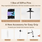 50pcs Black Thumb Tacks - Heavy Duty Double Headed Metal Wall Tacks