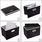 PRANDOM Large Foldable Storage Boxes with Lids [3-Pack] Fabric Collapsible Storage Bins Organizer Containers Baskets Cube with Cover for Home Bedroom Closet Office Nursery Black(17.7x11.8x11.8)