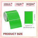 PATIKIL 2 x 3 Inch Rectangle Inventory Color Coding Labels 2 Roll, Square Self-Adhesive Inventory Label Stickers for Office Home Organization Name Tags, 250 Per Roll, Green