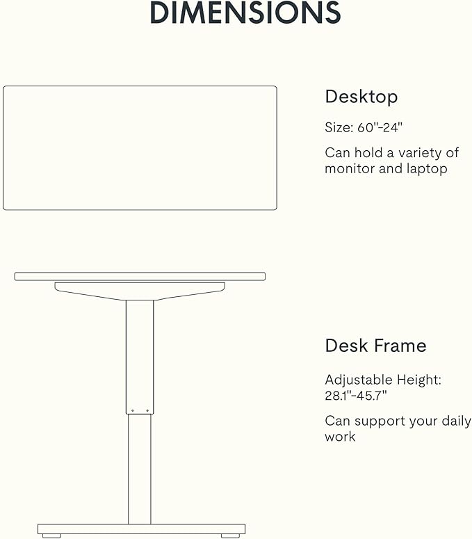 FLEXISPOT EN1 One-Piece Standing Desk with 1-Inch Thick Seamless Desktop, 60"x24" Electric Height Adjustable Desk for Home Office, Multi-Monitor Setups & Easy Assembly, Mahogany
