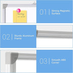 DOLLAR BOSS Large White Board 72 x 40 Inch Foldable Magnetic Whiteboard for Wall, Portable Double Sided Dry Erase Board, Aluminum Frame Message Board for School, Office, Classroom with Eraser, Markers