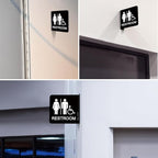 Faittoo Restroom Sign, Bathroom Signs, (2 Pack) 6 x 6 Inches Acrylic Sign, for Office or Business Bathroom and Toilet Door or Wall Decor, Indoor Outdoor Use (Men and women with Handicap)