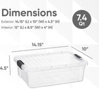Superio Storage Bins with Lids- 4 Pack, 7.4 Qt Clear Boxes for Organizing, Stackable Plastic Containers- BPA Free, Non-Toxic, Odor Free, Organizer for Home, Office, Dorm