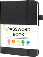 Password Keeper Book with Alphabetical Tabs，4.3"x5.7" Small Password Books for Seniors Password Notebook for Internet Website Address Log in Detail (Black)