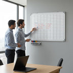 Lined Whiteboard Blank Grid Aluminum Frame Dry Erase Board Reusable Wall Mounted Board for Scheduling, to Do Lists Weekly Planning Home Work(24 x 18 Inch,Whiteboard with Grid)