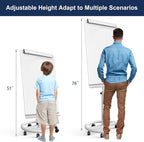 TSJ OFFICE Rolling Whiteboard Standing - 40 x 26 Inches Magnetic Mobile White Board with Stand, Height Adjustable Dry Erase Board on Wheels with Paper Clamp on Top, White