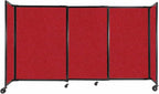 Versare Straightwall Sliding Portable Wall Partition | Freestanding Office Dividers | Locking Wheels | Temporary Room Separator | 7'2'' Wide x 4' Tall Red Fabric Panels