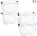 Superio Storage Bins with Lids- 4 Pack, 4.75 Qt Clear Boxes for Organizing, Stackable Plastic Containers- BPA Free, Non-Toxic, Odor Free, Organizer for Home, Office, Dorm