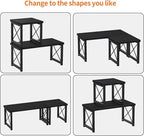 Honiter Desk Shelf Desktop Organizer 2 Tier Wood Small Bookshelf,Rustic Brown Freestanding Adjustable, Organizer, Stackable, Desk Stand, Storage Organizers, Kitchen Counter Display Rack