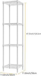 M MZG 480 lbs Storage Shelves 4 Tier Shelving Units for Storage, Wire Shelving Unit for Closet, Adjustable Shelves for Bathroom Steel Organizer Wire Rack, White 11.8" D x 11.8" W x 47.3" H