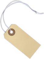 Manila Tags with Elastic Loop - 2 3/4' x 1 3/8', Box of 100 Paper Tags with Reinforced Hole, Labels with String Attached